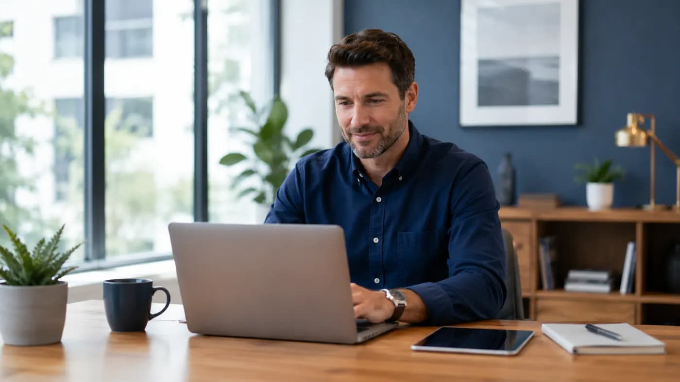 Business owner working while Local SEO Now manages local visibility